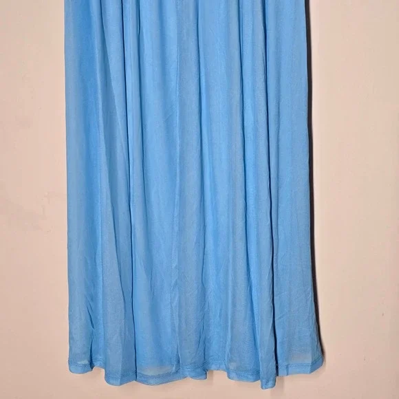 NWT Torrid Mesh Spaghetti Strap Ruched Bust Maxi Dress Blue Size 12 Large Flowy - Picture 3 of 7